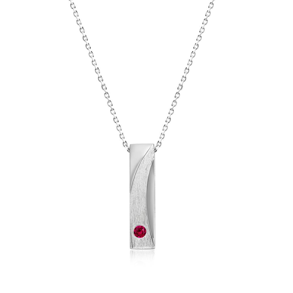 Rectangular Tiny Garnet Pendant Necklace - LUO Jewelry #gemstone_Ruby