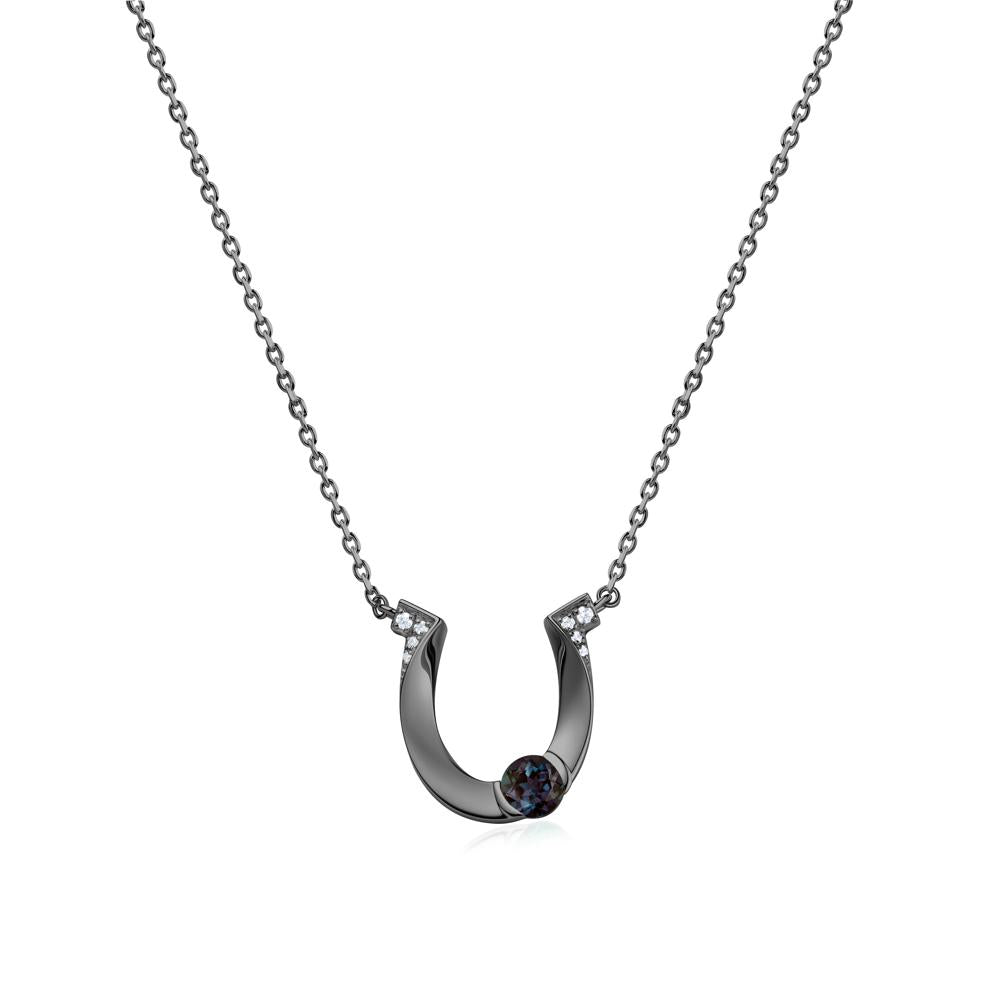 Garnet Horseshoe Necklace for Women - LUO Jewelry #gemstone_Alexandrite