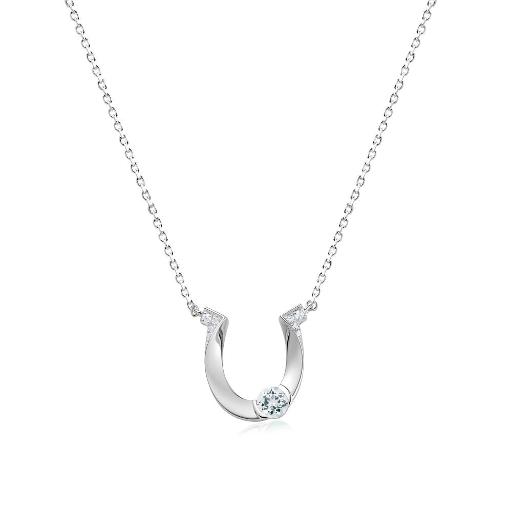 Garnet Horseshoe Necklace for Women - LUO Jewelry #gemstone_Aquamarine