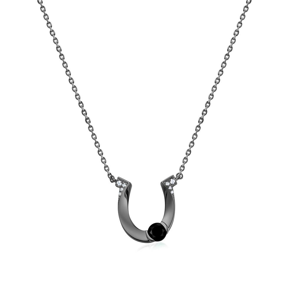 Garnet Horseshoe Necklace for Women - LUO Jewelry #gemstone_Black Spinel