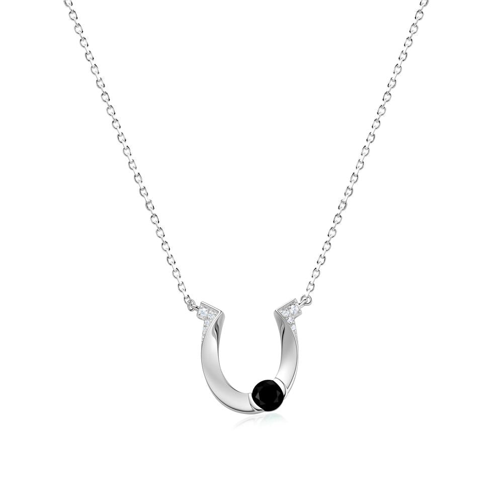 Garnet Horseshoe Necklace for Women - LUO Jewelry #gemstone_Black Spinel