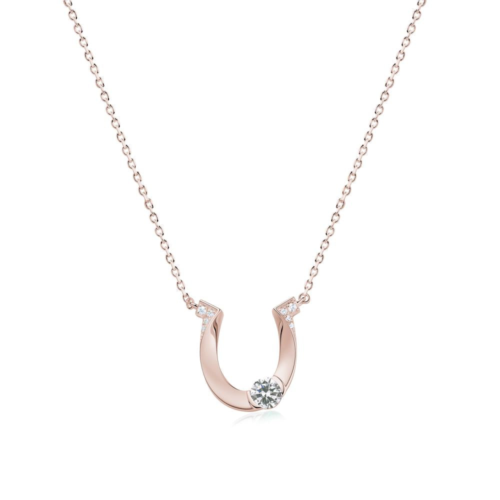 Garnet Horseshoe Necklace for Women - LUO Jewelry #gemstone_Cubic Zirconia