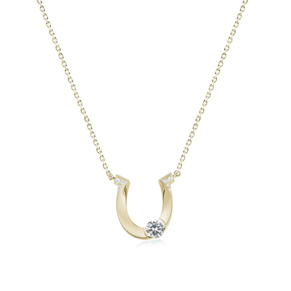 Garnet Horseshoe Necklace for Women - LUO Jewelry #gemstone_Cubic Zirconia