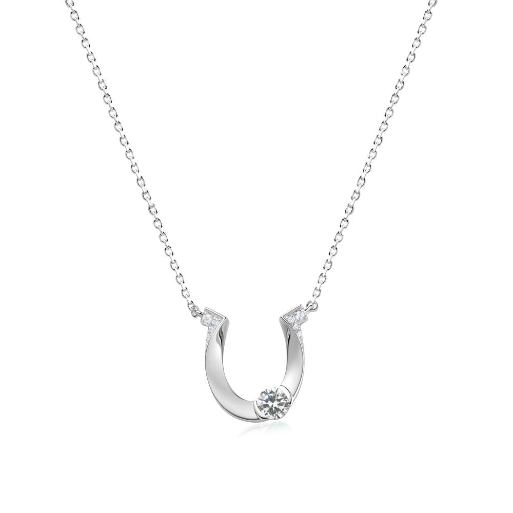 Garnet Horseshoe Necklace for Women - LUO Jewelry #gemstone_Cubic Zirconia