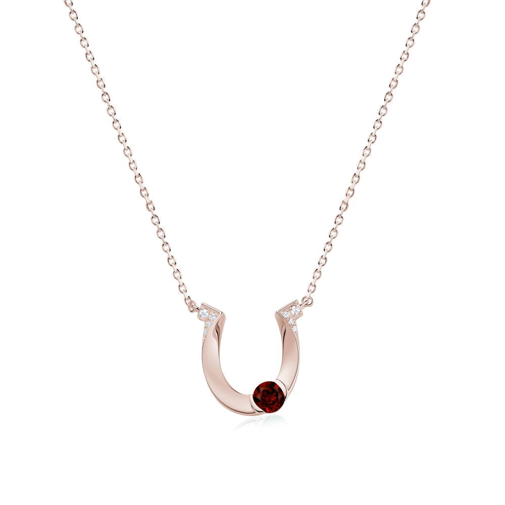Garnet Horseshoe Necklace for Women - LUO Jewelry #gemstone_Garnet