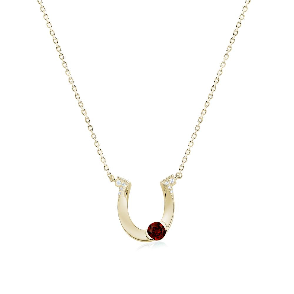 Garnet Horseshoe Necklace for Women - LUO Jewelry #gemstone_Garnet