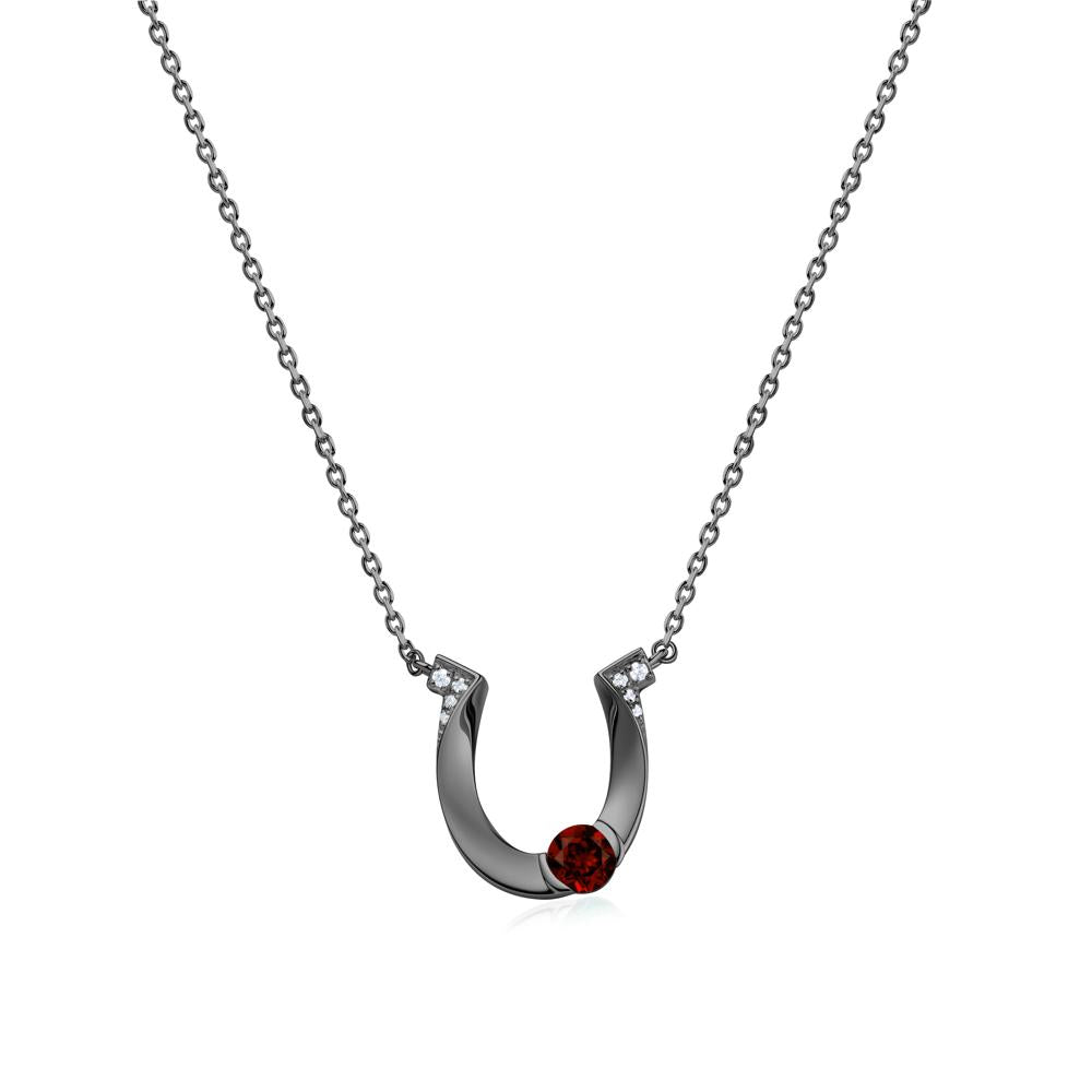 Garnet Horseshoe Necklace for Women - LUO Jewelry #gemstone_Garnet