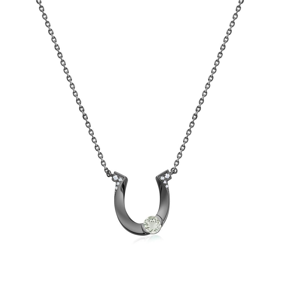 Garnet Horseshoe Necklace for Women - LUO Jewelry #gemstone_Green Amethyst