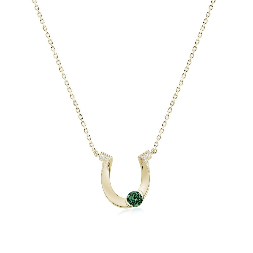 Garnet Horseshoe Necklace for Women - LUO Jewelry #gemstone_Green Sapphire