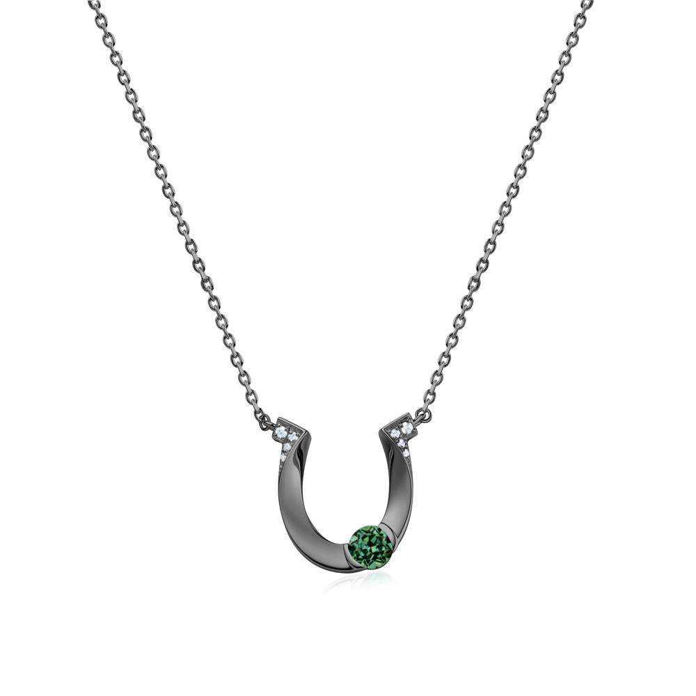 Garnet Horseshoe Necklace for Women - LUO Jewelry #gemstone_Green Sapphire