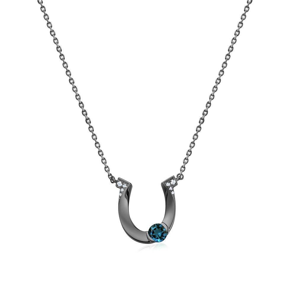 Garnet Horseshoe Necklace for Women - LUO Jewelry #gemstone_London Blue Topaz