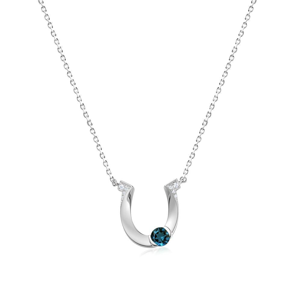 Garnet Horseshoe Necklace for Women - LUO Jewelry #gemstone_London Blue Topaz