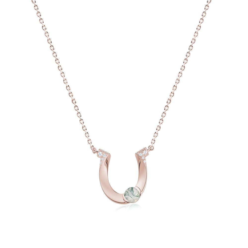 Garnet Horseshoe Necklace for Women - LUO Jewelry #gemstone_Moss Agate