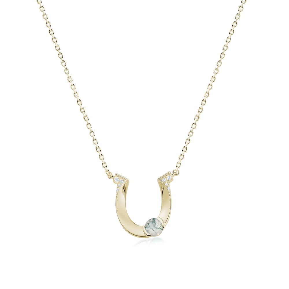 Garnet Horseshoe Necklace for Women - LUO Jewelry #gemstone_Moss Agate