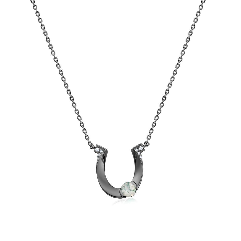 Garnet Horseshoe Necklace for Women - LUO Jewelry #gemstone_Moss Agate