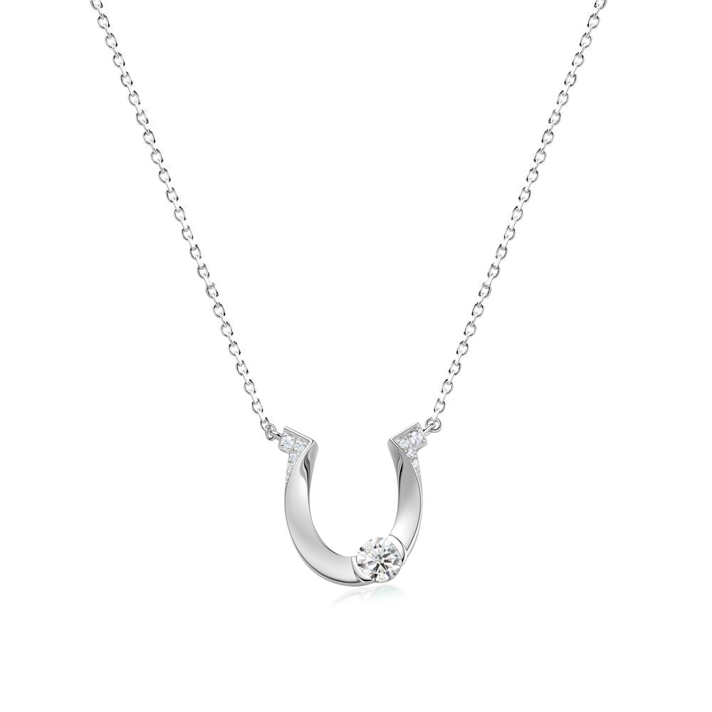 Garnet Horseshoe Necklace for Women - LUO Jewelry #gemstone_Moissanite