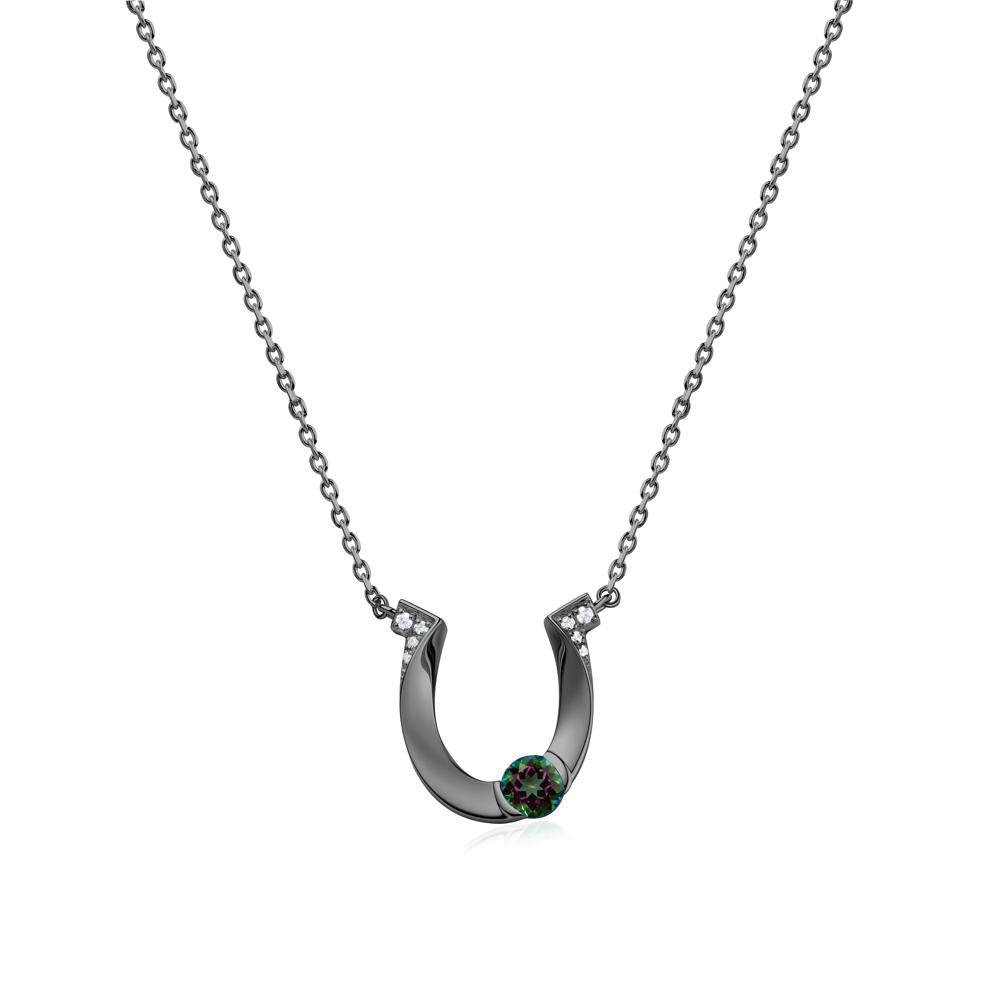 Garnet Horseshoe Necklace for Women - LUO Jewelry #gemstone_Mystic Topaz