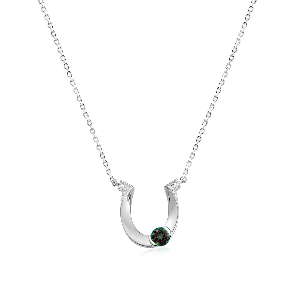 Garnet Horseshoe Necklace for Women - LUO Jewelry #gemstone_Mystic Topaz