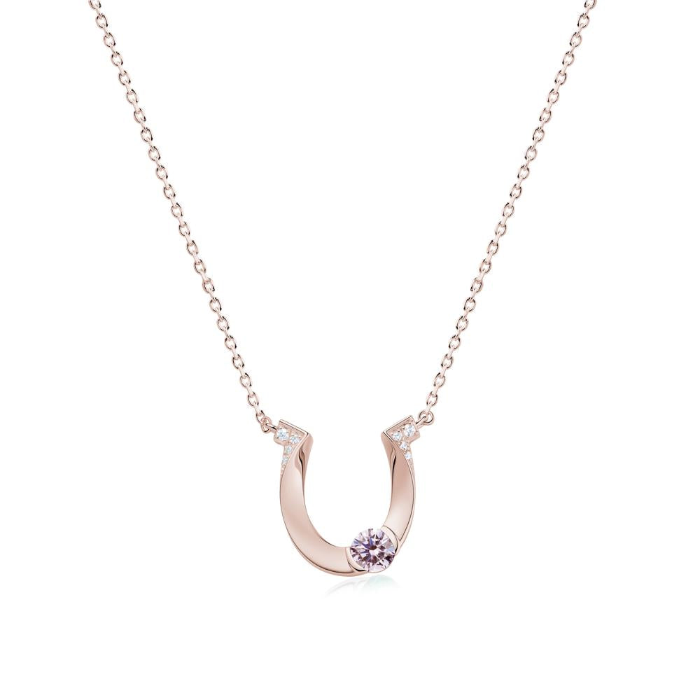 Garnet Horseshoe Necklace for Women - LUO Jewelry #gemstone_Pink Cubic Zirconia