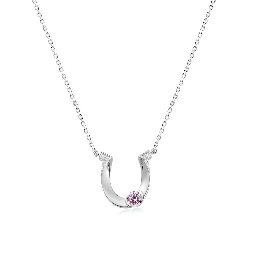 Garnet Horseshoe Necklace for Women - LUO Jewelry #gemstone_Pink Cubic Zirconia