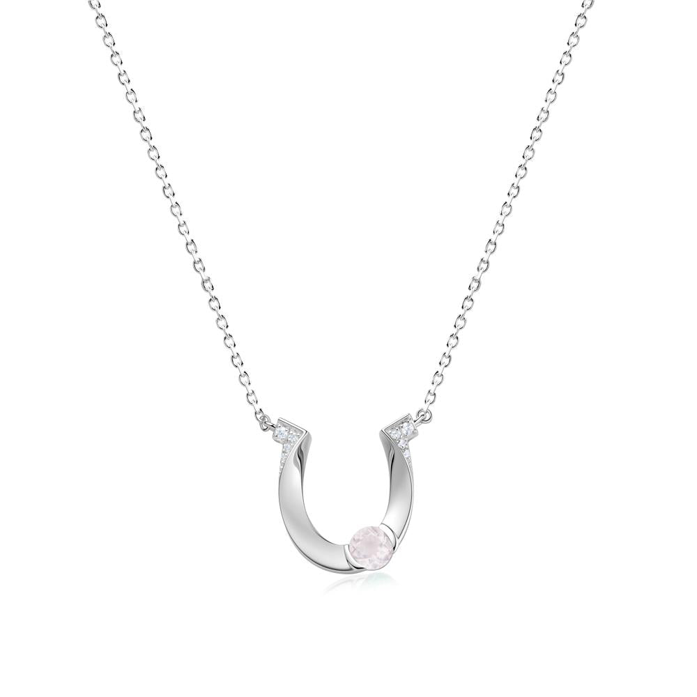 Garnet Horseshoe Necklace for Women - LUO Jewelry #gemstone_Rose Quartz