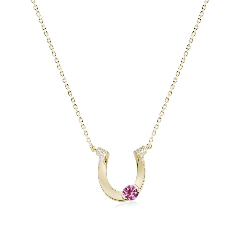 Garnet Horseshoe Necklace for Women - LUO Jewelry #gemstone_Pink Sapphire