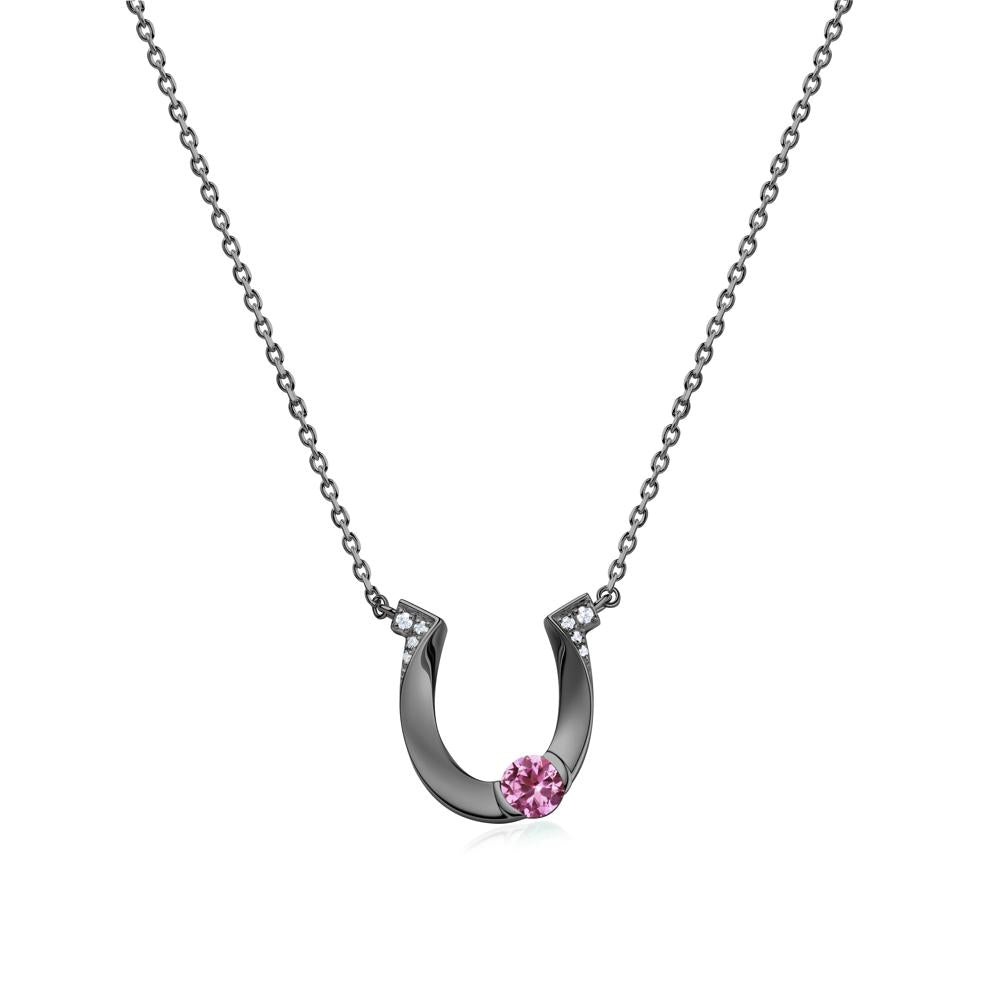 Garnet Horseshoe Necklace for Women - LUO Jewelry #gemstone_Pink Sapphire