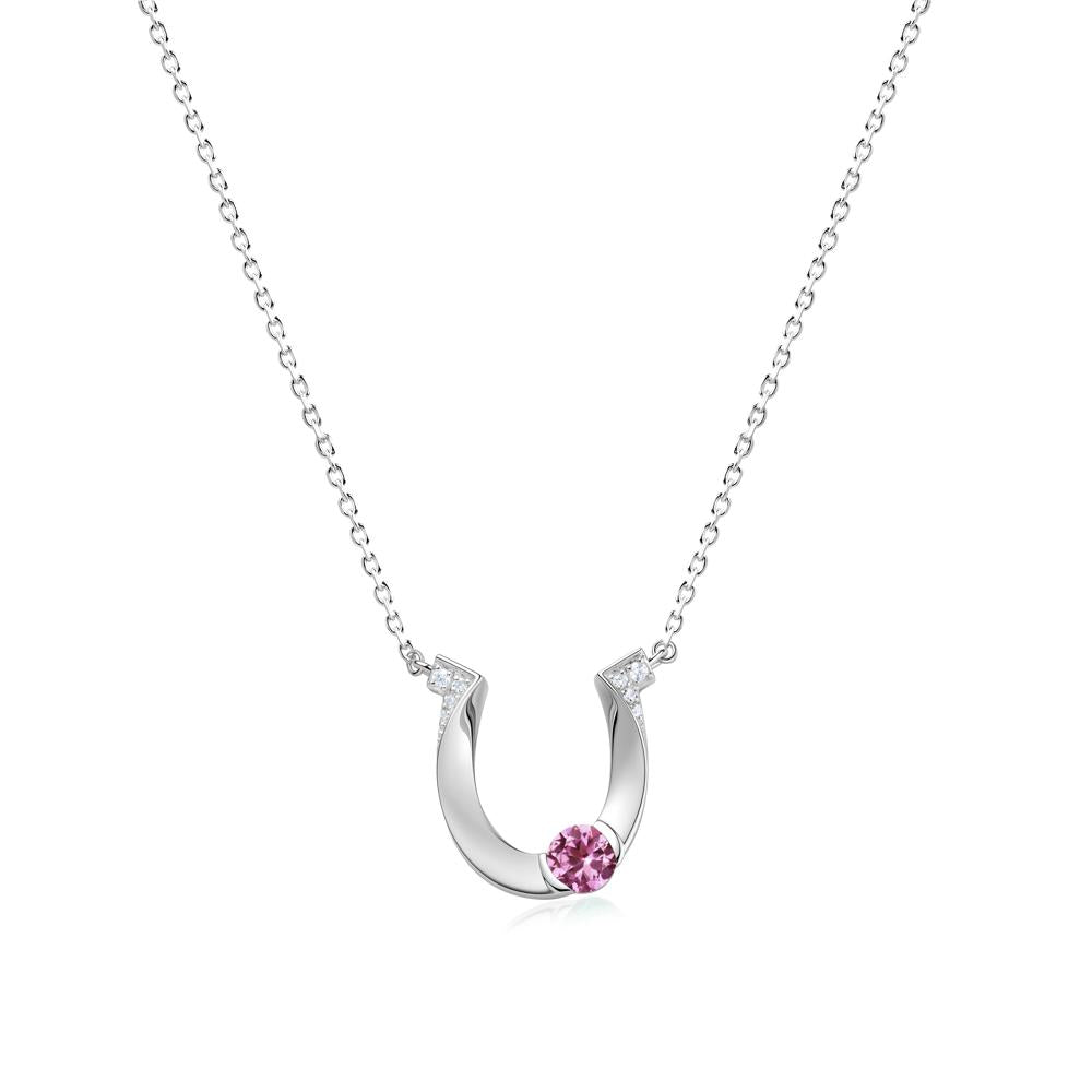 Garnet Horseshoe Necklace for Women - LUO Jewelry #gemstone_Pink Sapphire