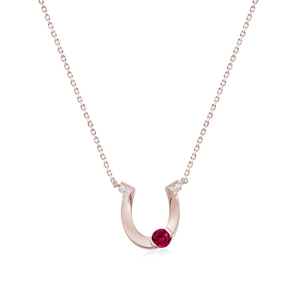 Garnet Horseshoe Necklace for Women - LUO Jewelry #gemstone_Ruby
