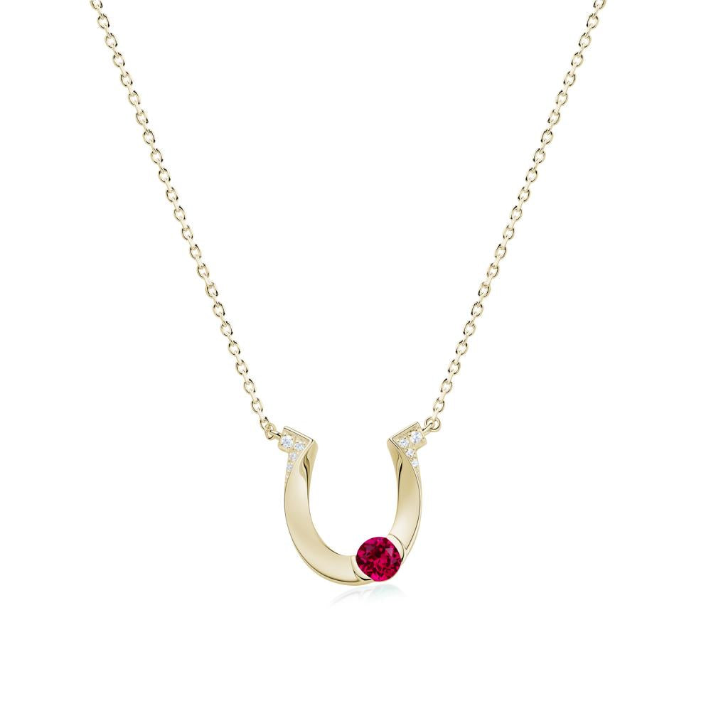 Garnet Horseshoe Necklace for Women - LUO Jewelry #gemstone_Ruby