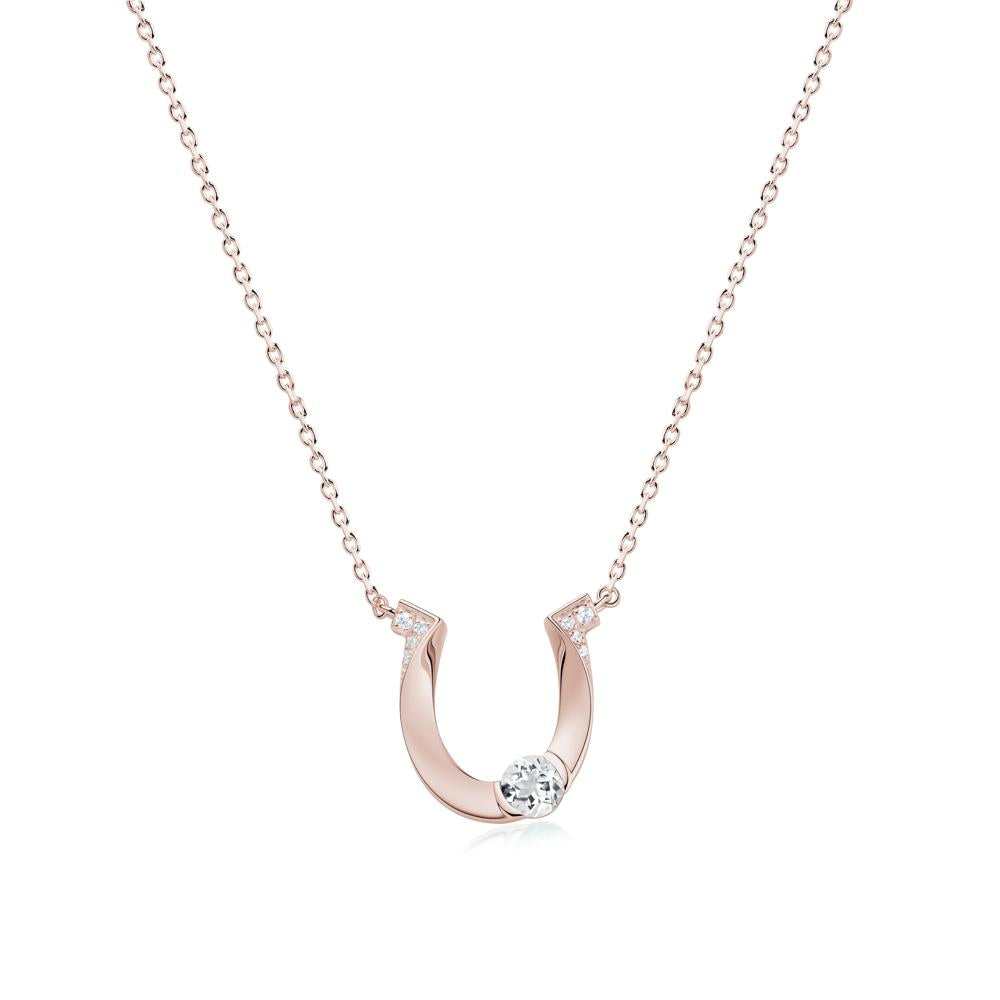 Garnet Horseshoe Necklace for Women - LUO Jewelry #gemstone_White Topaz