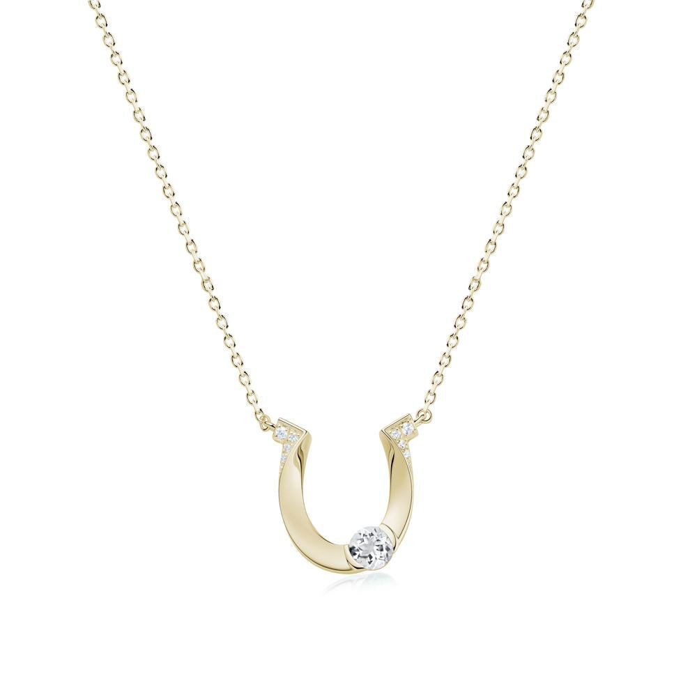 Garnet Horseshoe Necklace for Women - LUO Jewelry #gemstone_White Topaz