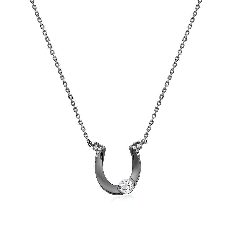 Garnet Horseshoe Necklace for Women - LUO Jewelry #gemstone_White Topaz