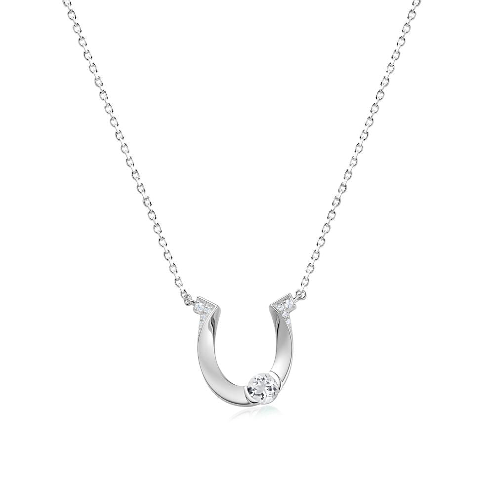 Garnet Horseshoe Necklace for Women - LUO Jewelry #gemstone_White Topaz