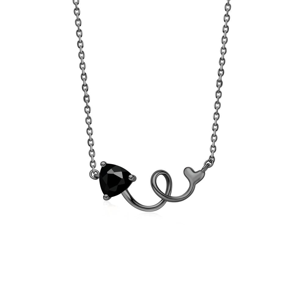 Minimalist Twisted Trillion Cut London Blue Topaz Necklace - LUO Jewelry #gemstone_Black Spinel