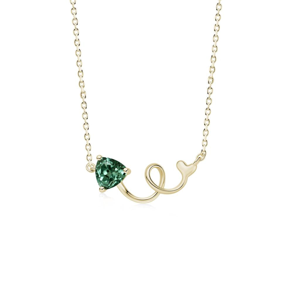 Minimalist Twisted Trillion Cut London Blue Topaz Necklace - LUO Jewelry #gemstone_Green Sapphire