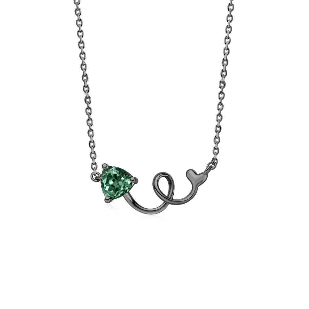 Minimalist Twisted Trillion Cut London Blue Topaz Necklace - LUO Jewelry #gemstone_Green Sapphire