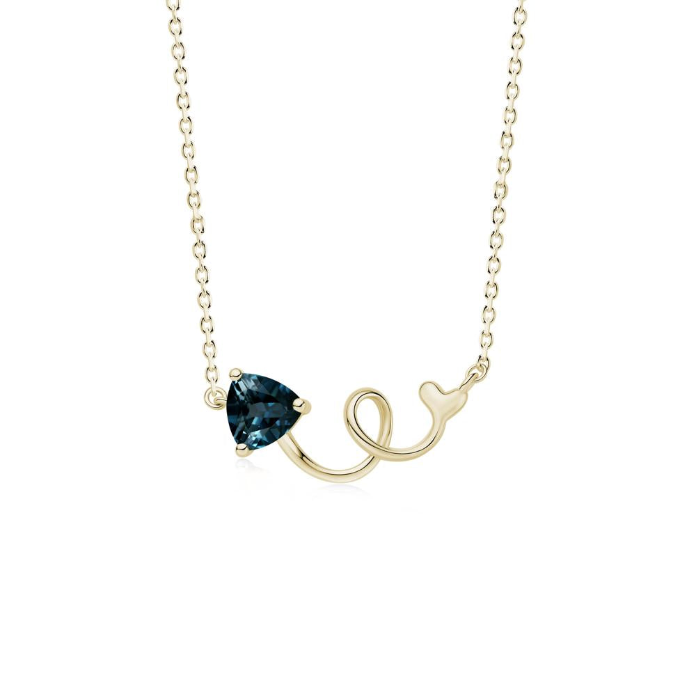 Minimalist Twisted Trillion Cut London Blue Topaz Necklace - LUO Jewelry #gemstone_London Blue Topaz