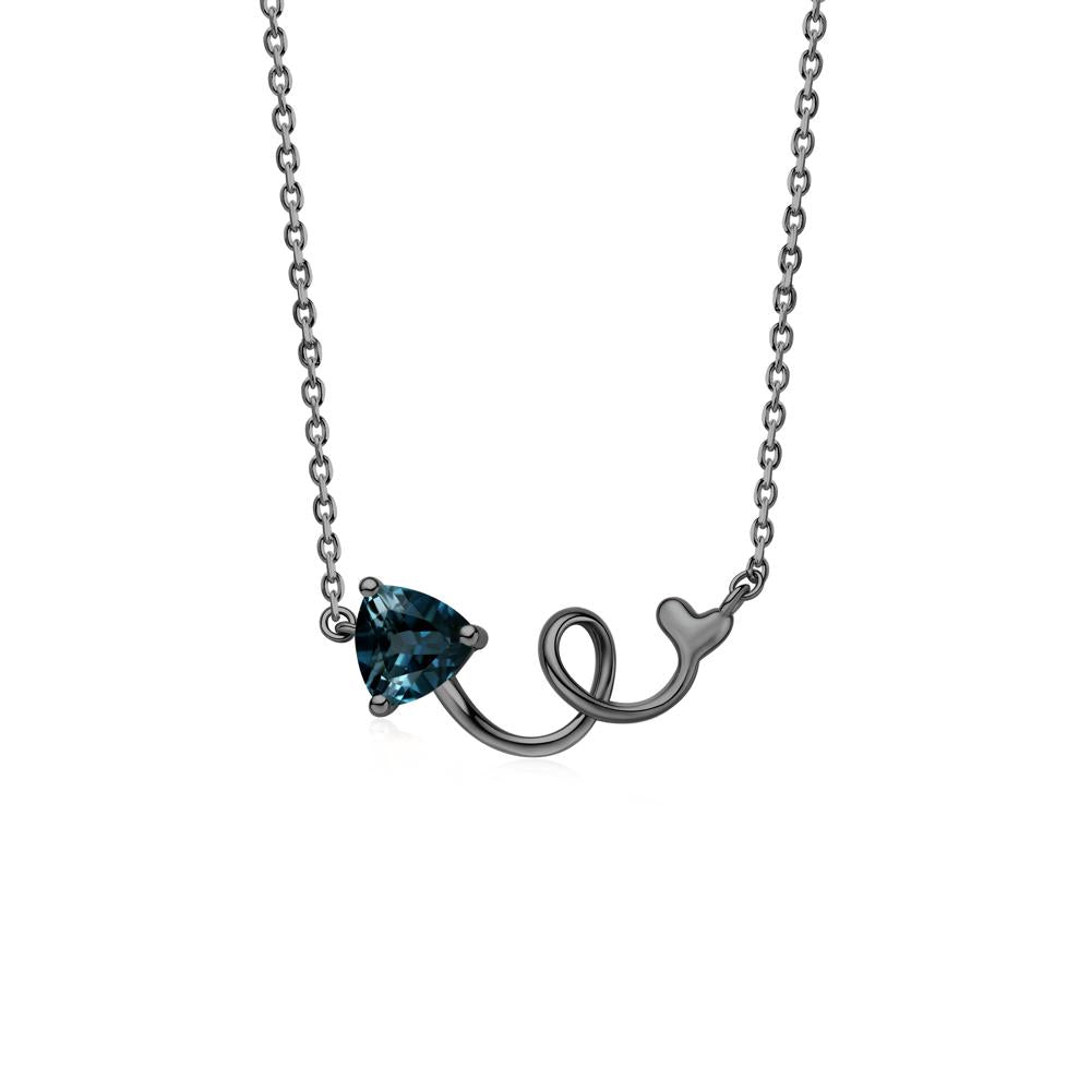 Minimalist Twisted Trillion Cut London Blue Topaz Necklace - LUO Jewelry #gemstone_London Blue Topaz