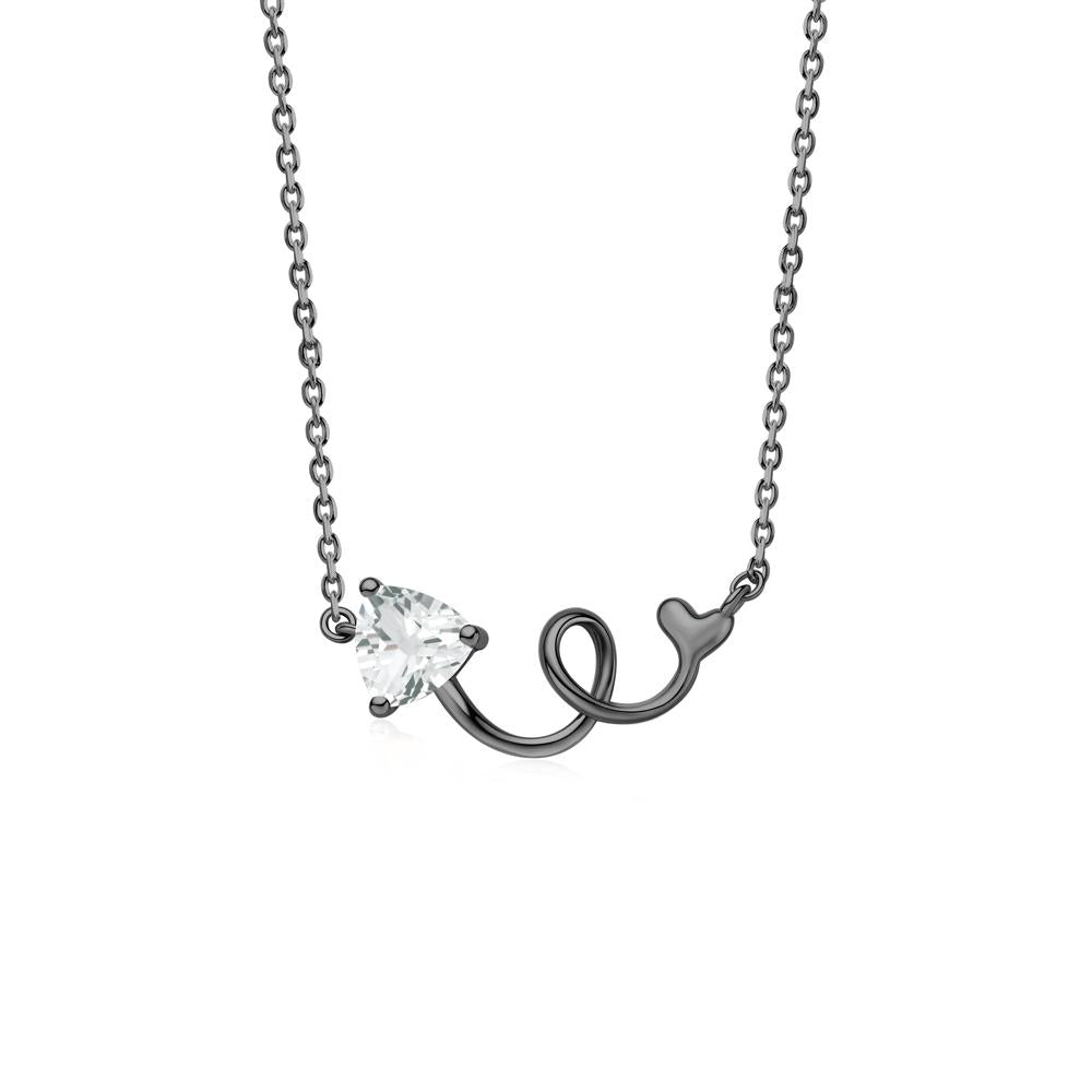 Minimalist Twisted Trillion Cut London Blue Topaz Necklace - LUO Jewelry #gemstone_White Topaz