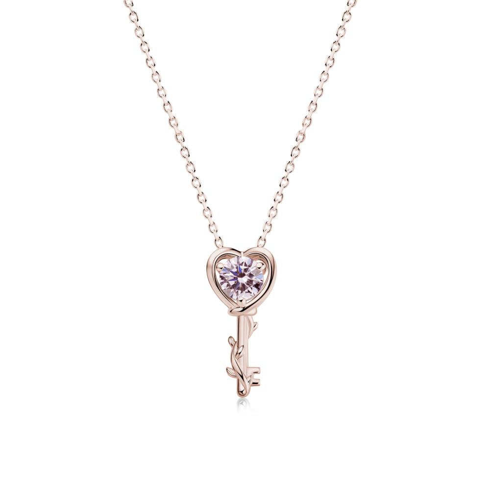 Key Lemon Quartz Leaf Necklace for Women - LUO Jewelry #gemstone_Pink Cubic Zirconia