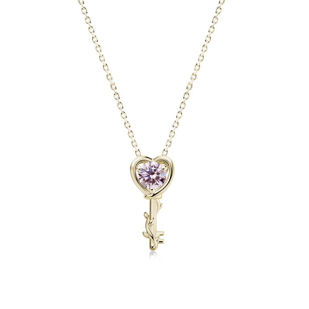 Key Lemon Quartz Leaf Necklace for Women - LUO Jewelry #gemstone_Pink Cubic Zirconia