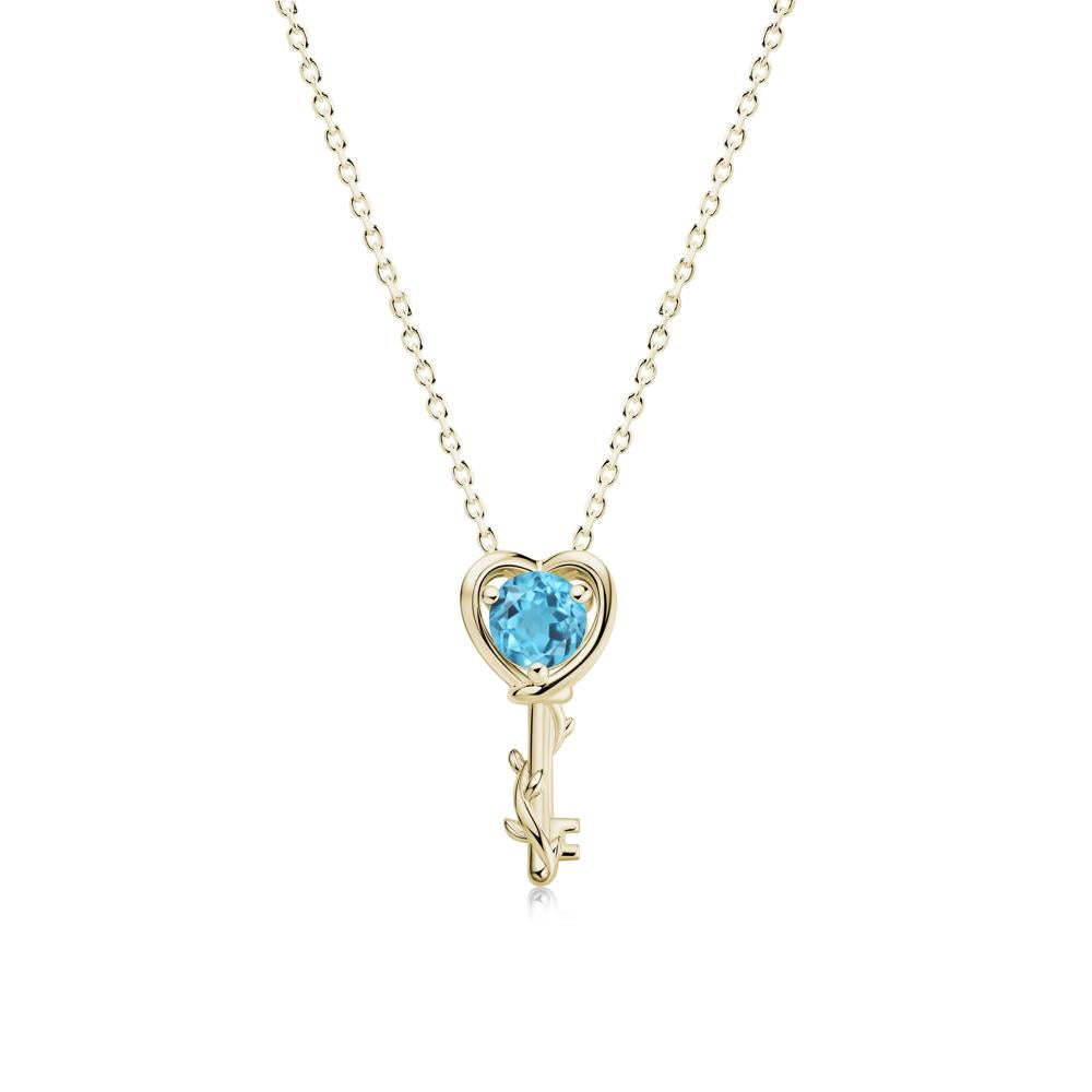 Key Lemon Quartz Leaf Necklace for Women - LUO Jewelry #gemstone_Swiss Blue Topaz