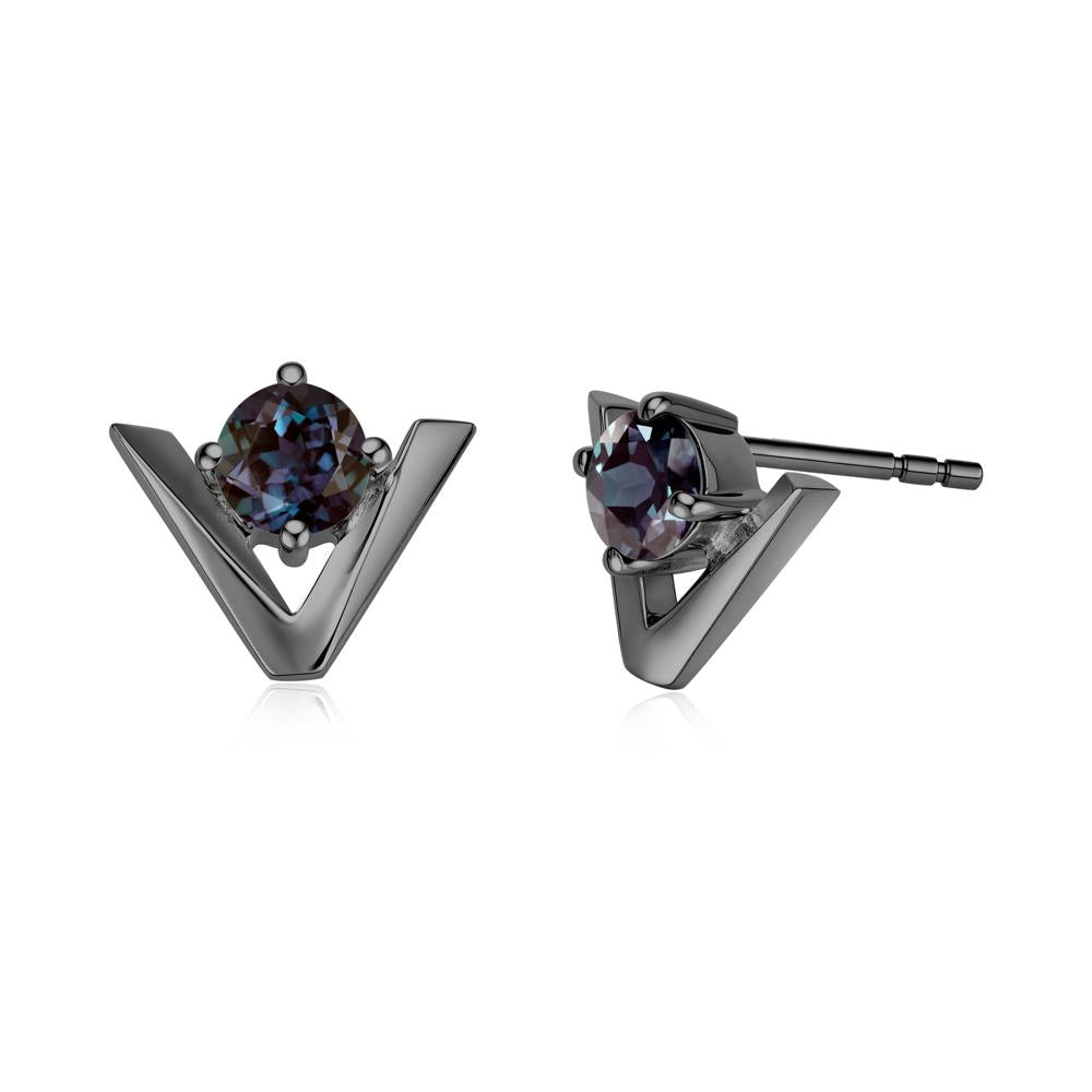 Minimalist V Shaped Amethyst Stud Earrings - LUO Jewelry #gemstone_Alexandrite