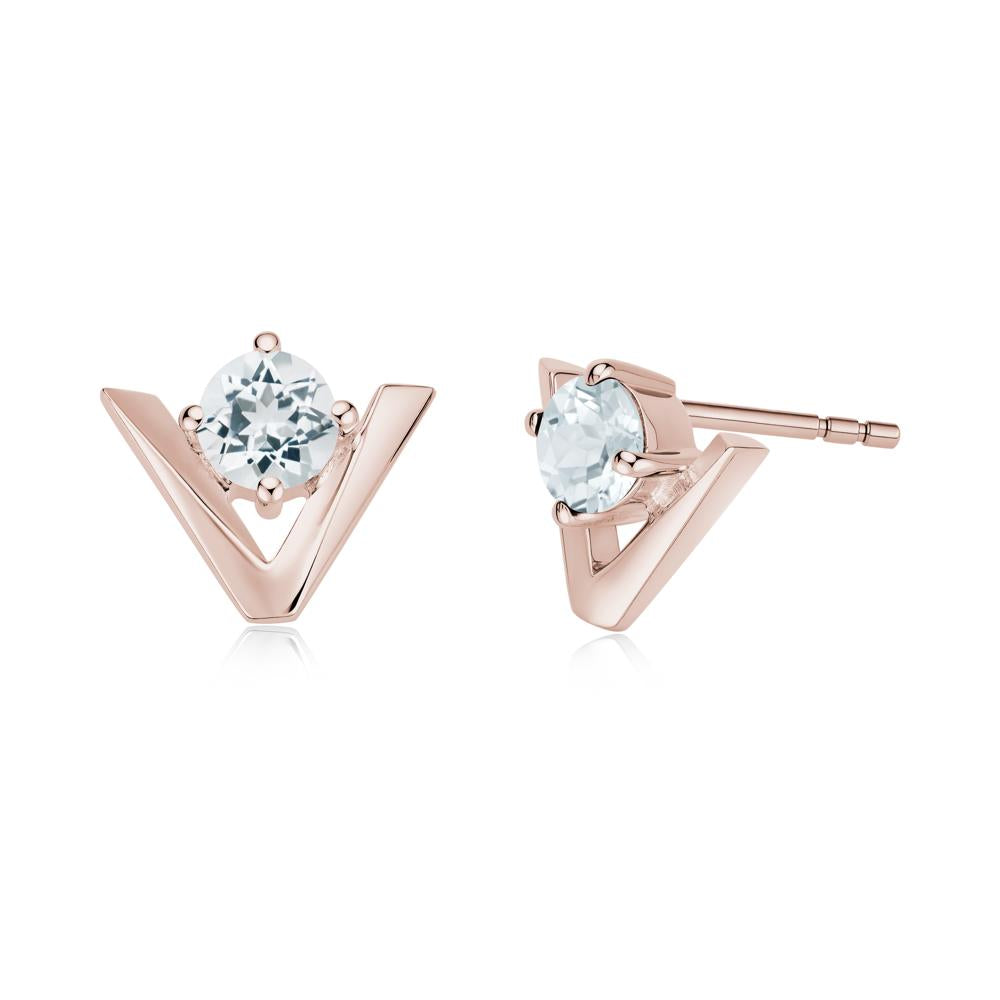 Minimalist V Shaped Amethyst Stud Earrings - LUO Jewelry #gemstone_Aquamarine