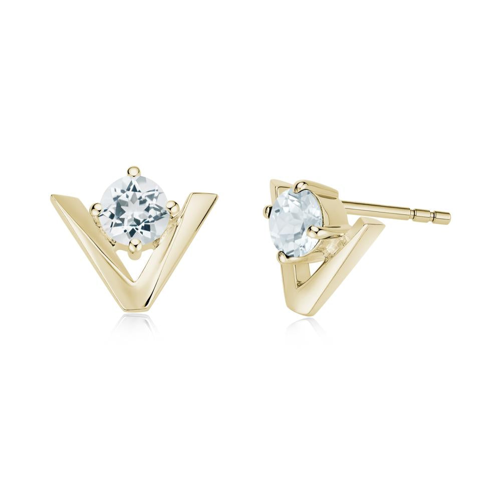 Minimalist V Shaped Amethyst Stud Earrings - LUO Jewelry #gemstone_Aquamarine