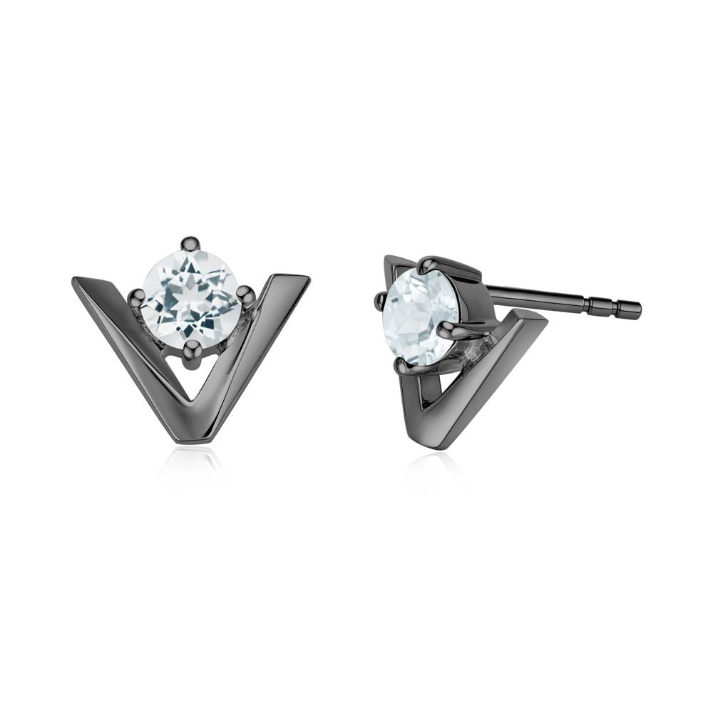 Minimalist V Shaped Amethyst Stud Earrings - LUO Jewelry #gemstone_Aquamarine