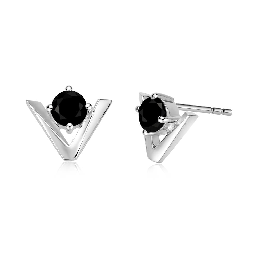 Minimalist V Shaped Amethyst Stud Earrings - LUO Jewelry #gemstone_Black Spinel