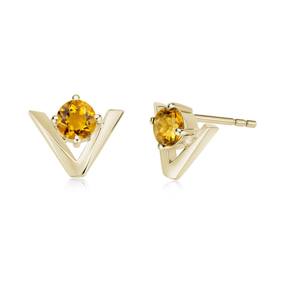 Minimalist V Shaped Amethyst Stud Earrings - LUO Jewelry #gemstone_Citrine