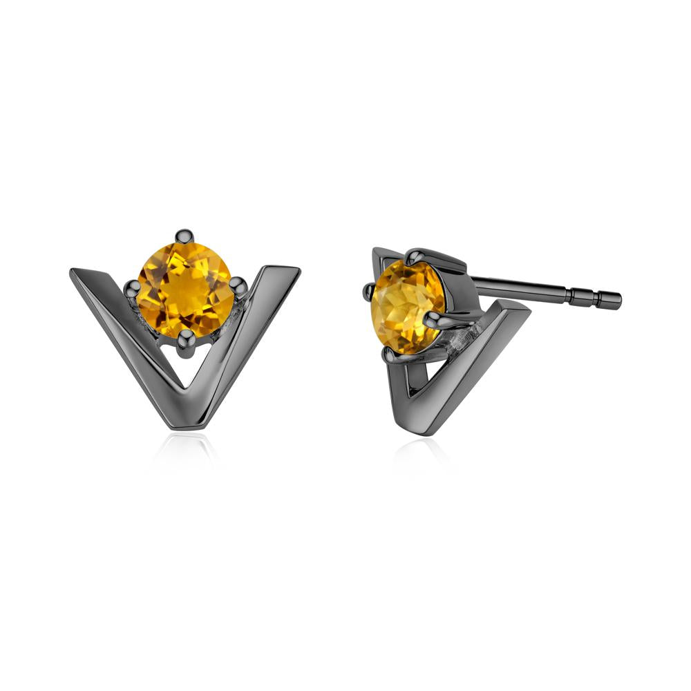 Minimalist V Shaped Amethyst Stud Earrings - LUO Jewelry #gemstone_Citrine